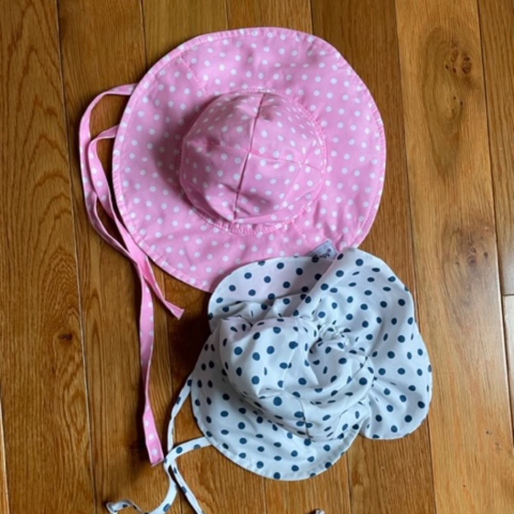 Two Cute Polka Dot Baby Sun Hats